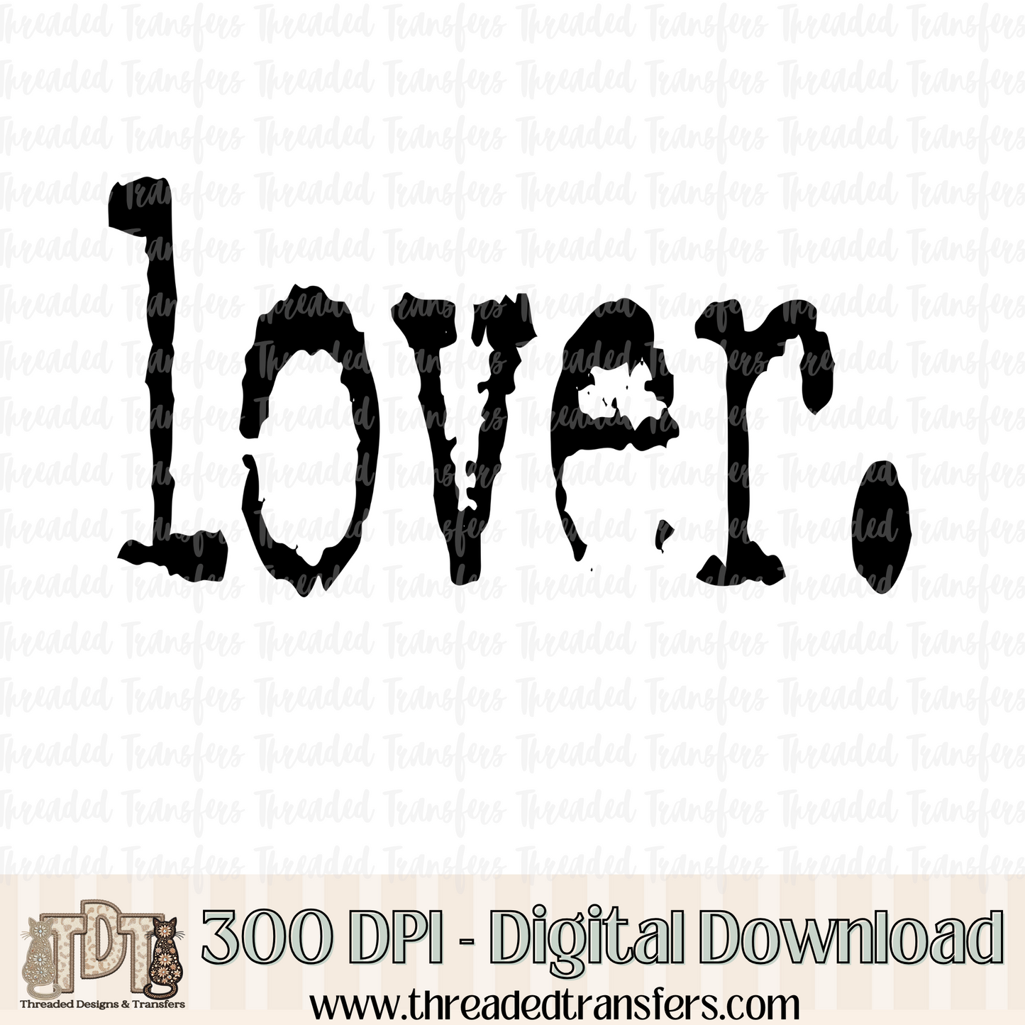 Lover Typography Digital Design Download (PNG Format - no product shipped)