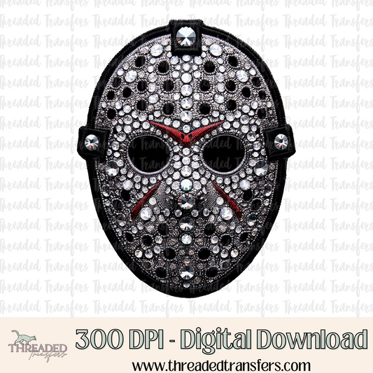 Sparkly Lake Mask Faux Rhinestone & Faux Embroidery Digital Design Download (PNG Format - no product shipped)