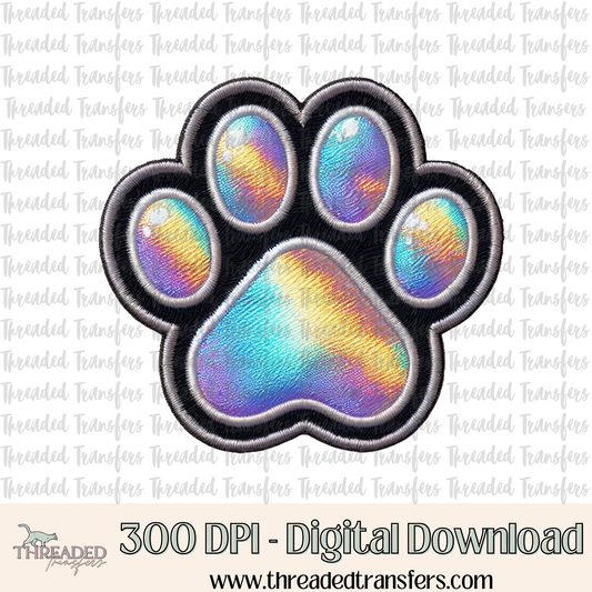 Paw Print Faux Embroidery & Faux Pearlessence Digital Design Download (PNG Format - no product shipped)