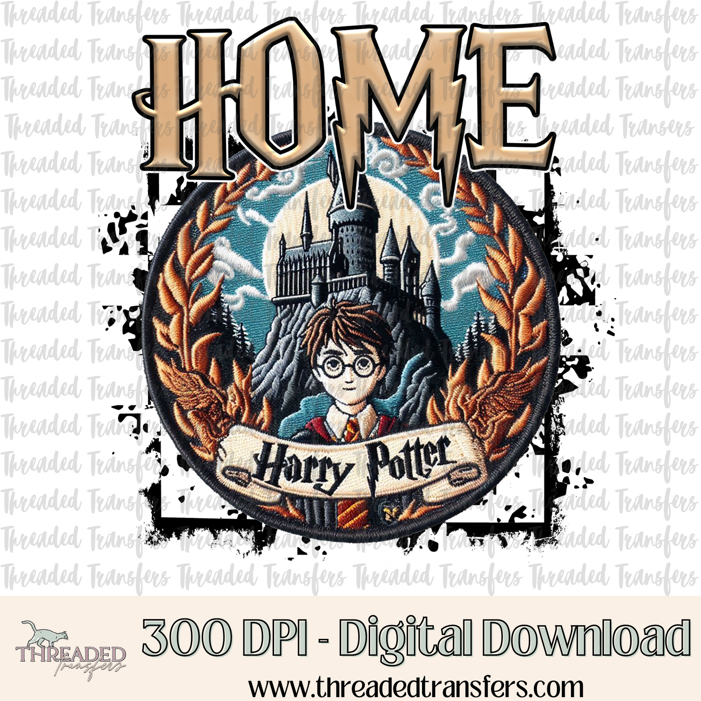 Wizard Home Faux Embroidery Digital Design Download (PNG Format - no product shipped)