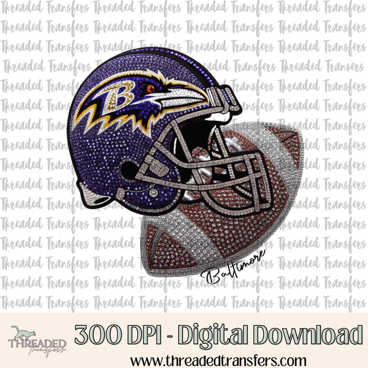 Baltimore Faux Rhinestones & Faux Embroidery Digital Design Download (PNG Format - no product shipped)