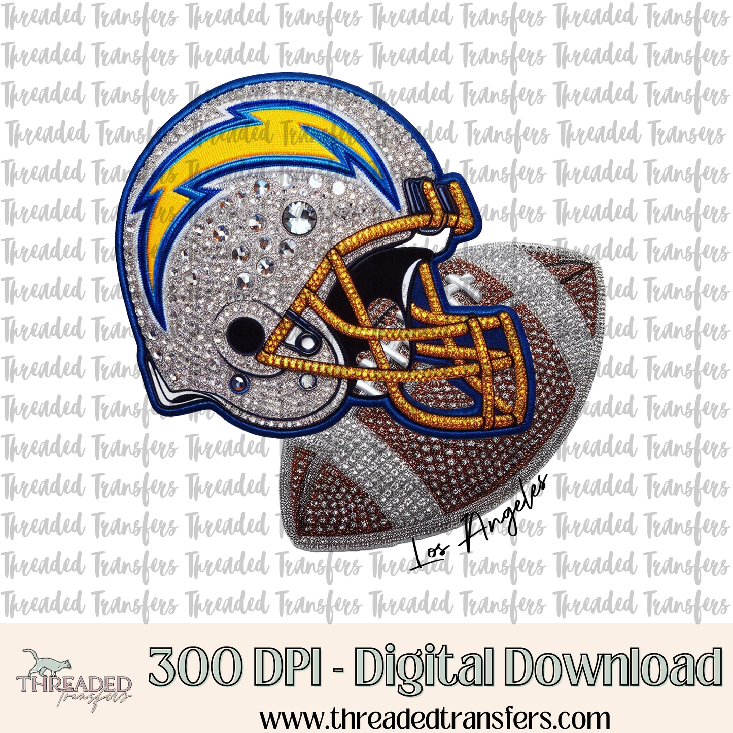 Los Angeles C Faux Rhinestones & Faux Embroidery Digital Design Download (PNG Format - no product shipped)