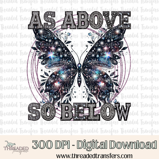 As Above Faux Rhinestones & Faux Embroidery Digital Design Download (PNG Format - no product shipped)