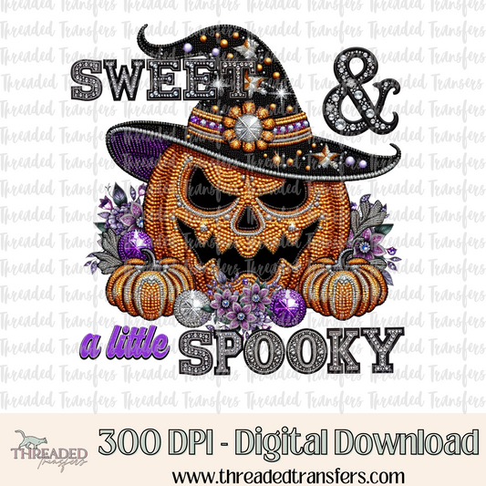 Sweet and a Little Spooky Faux Rhinestones & Faux Embroidery Digital Design Download (PNG Format - no product shipped)