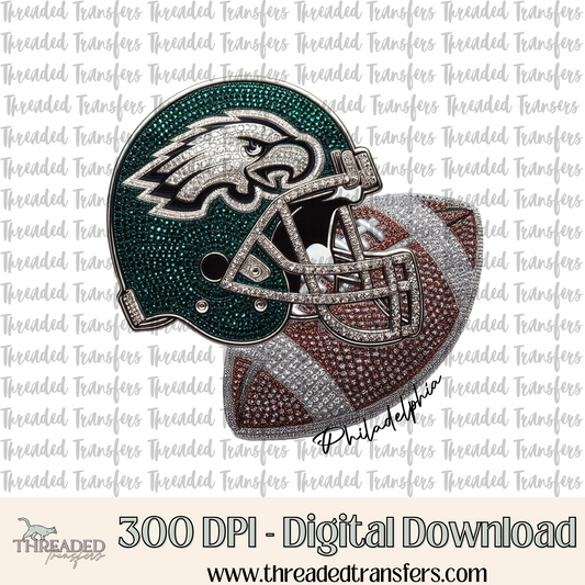 Philadelphia Faux Rhinestones & Faux Embroidery Digital Design Download (PNG Format - no product shipped)