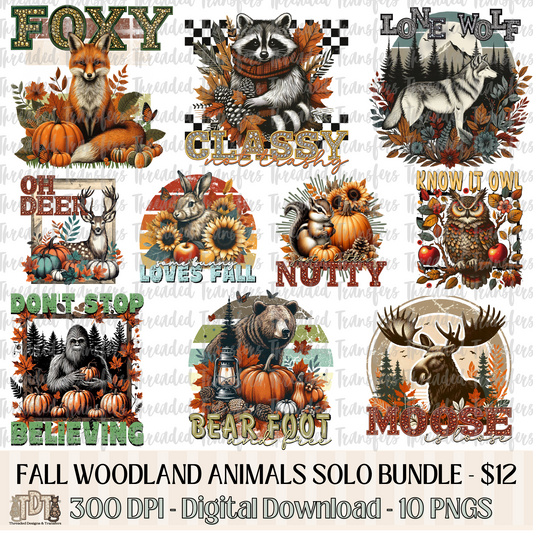 Fall Woodland Animals Design Solo Bundle