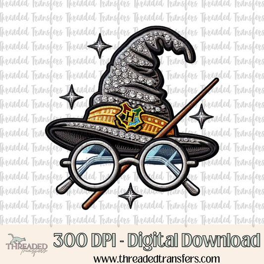 What a Wizard Needs Faux Rhinestone & Faux Embroidery Digital Design Download (PNG Format - no product shipped)