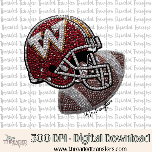 Washington Faux Rhinestones & Faux Embroidery Digital Design Download (PNG Format - no product shipped)