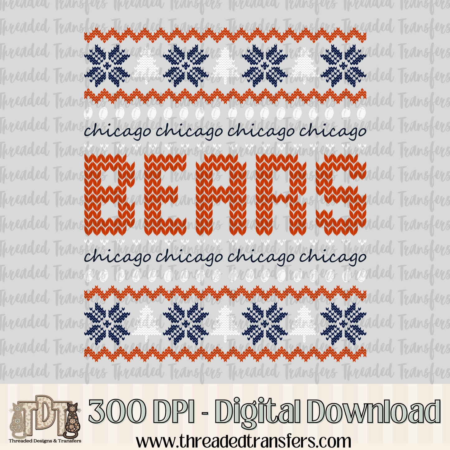 Chicago Ugly Sweater Digital Design Download (PNG Format - no product shipped)