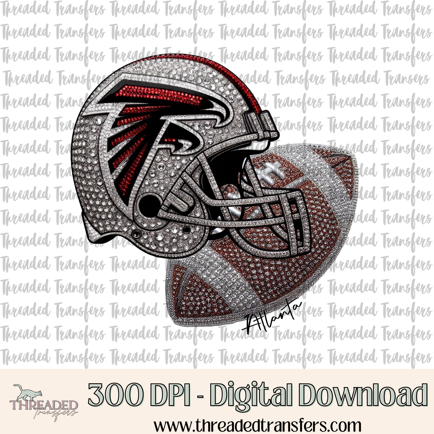 Atlanta Faux Rhinestones & Faux Embroidery Digital Design Download (PNG Format - no product shipped)