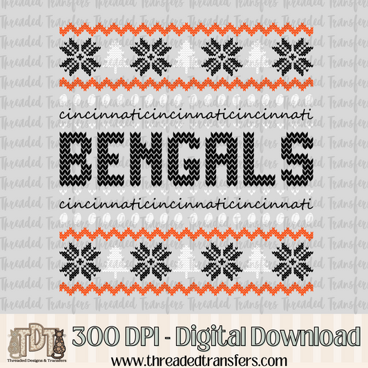 Cincinnati Ugly Sweater Digital Design Download (PNG Format - no product shipped)