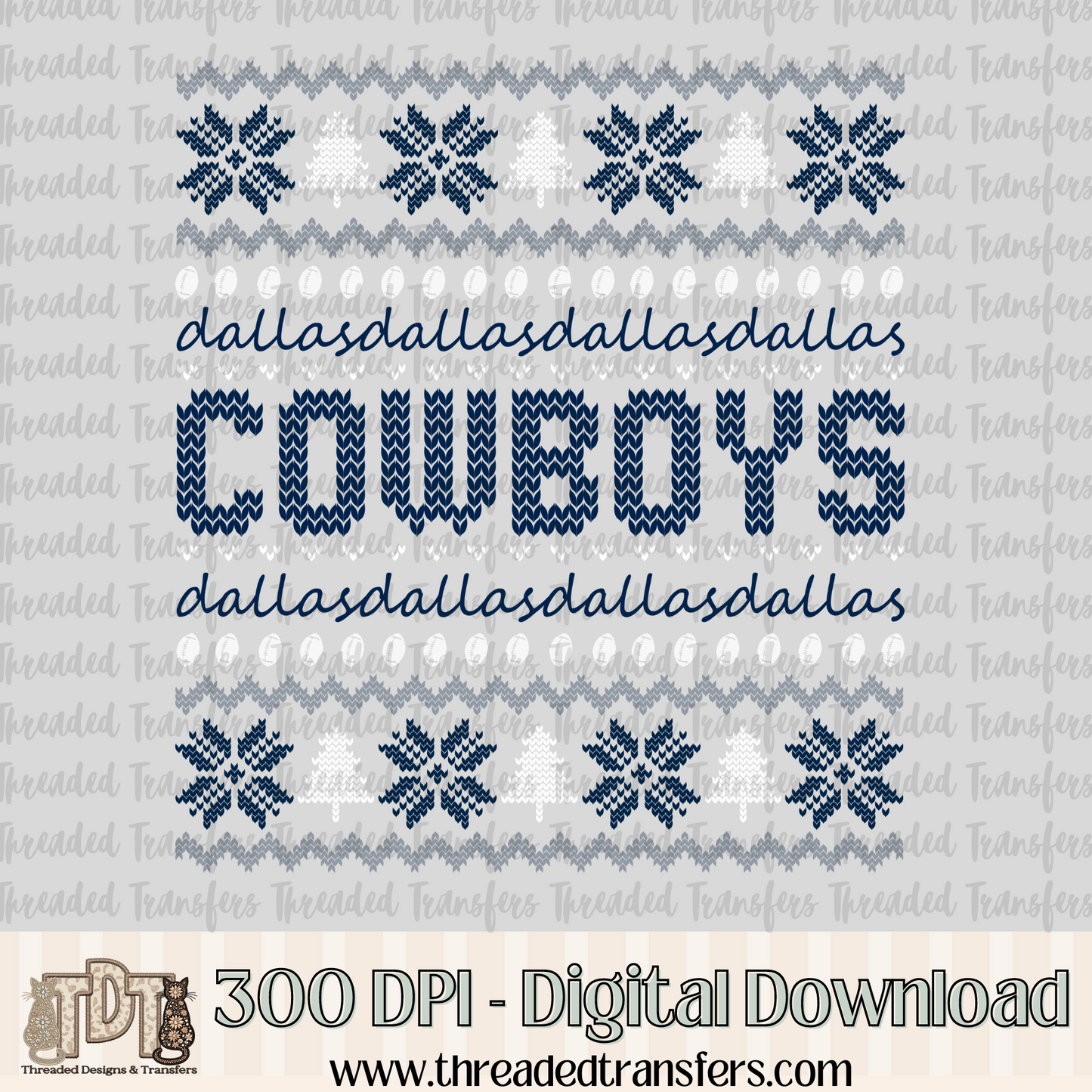 Dallas Ugly Sweater Digital Design Download (PNG Format - no product shipped)