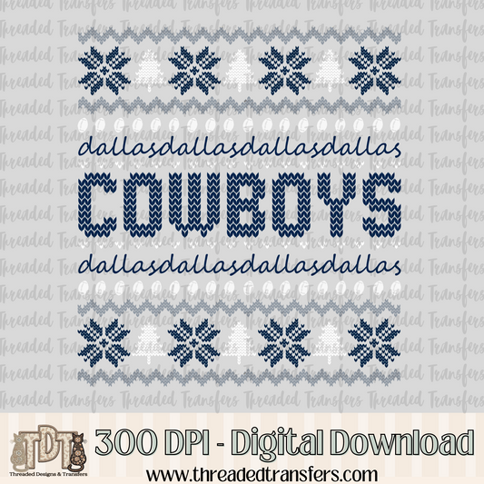 Dallas Ugly Sweater Digital Design Download (PNG Format - no product shipped)