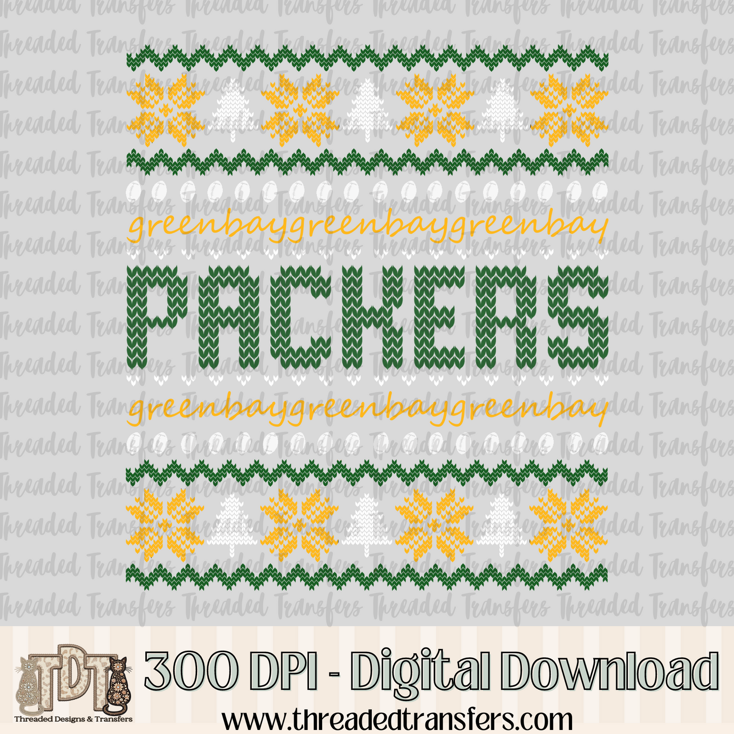 Green Bay Ugly Sweater Digital Design Download (PNG Format - no product shipped)