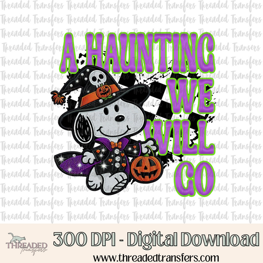 A Haunting We WIll Go Faux Rhinestone & Faux Embroidery Digital Design Download (PNG Format - no product shipped)