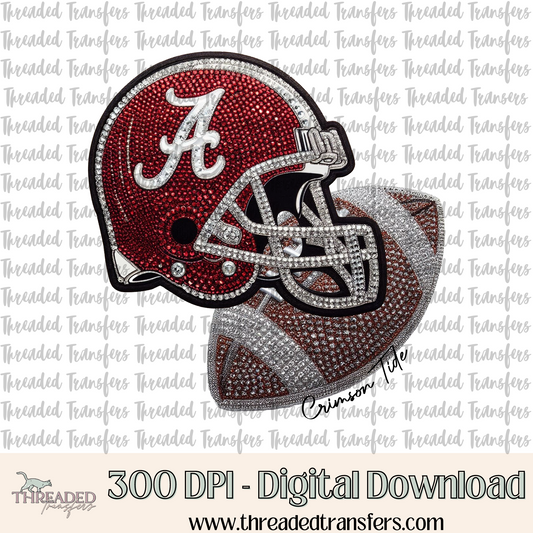 Alabama Faux Rhinestones & Faux Embroidery Digital Design Download (PNG Format - no product shipped)