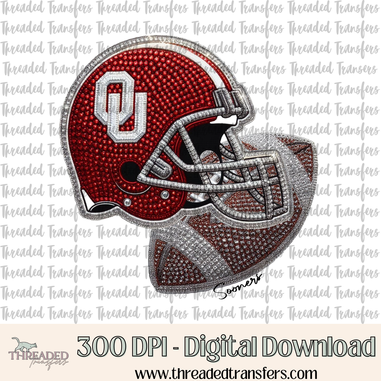 Oklahoma Faux Rhinestones & Faux Embroidery Digital Design Download (PNG Format - no product shipped)