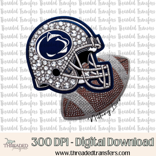 N. Lions Faux Rhinestones & Faux Embroidery Digital Design Download (PNG Format - no product shipped)