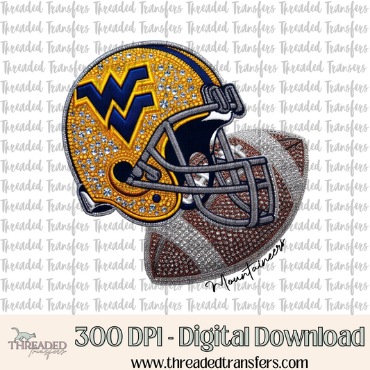 West Virginia Faux Rhinestones & Faux Embroidery Digital Design Download (PNG Format - no product shipped)