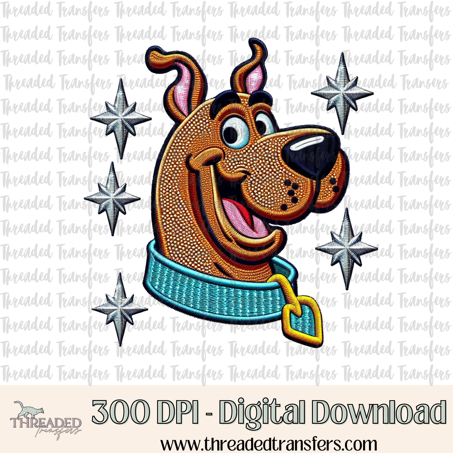 Greatest Mystery Pup Faux Rhinestone & Faux Embroidery Digital Design Download (PNG Format - no product shipped)