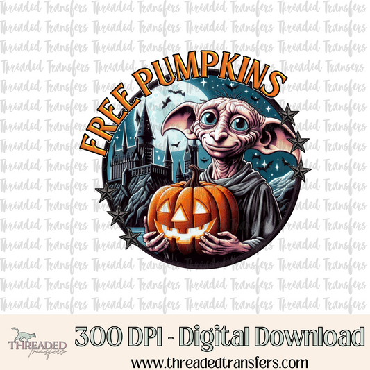 Free Pumpkin Elf Faux Rhinestone & Faux Embroidery Digital Design Download (PNG Format - no product shipped)