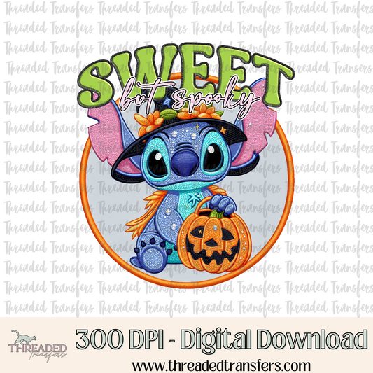 Sweet But Spooky Stitches Faux Rhinestone & Faux Embroidery Digital Design Download (PNG Format - no product shipped)