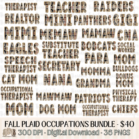 Fall Plaid Occupations Design Bundle