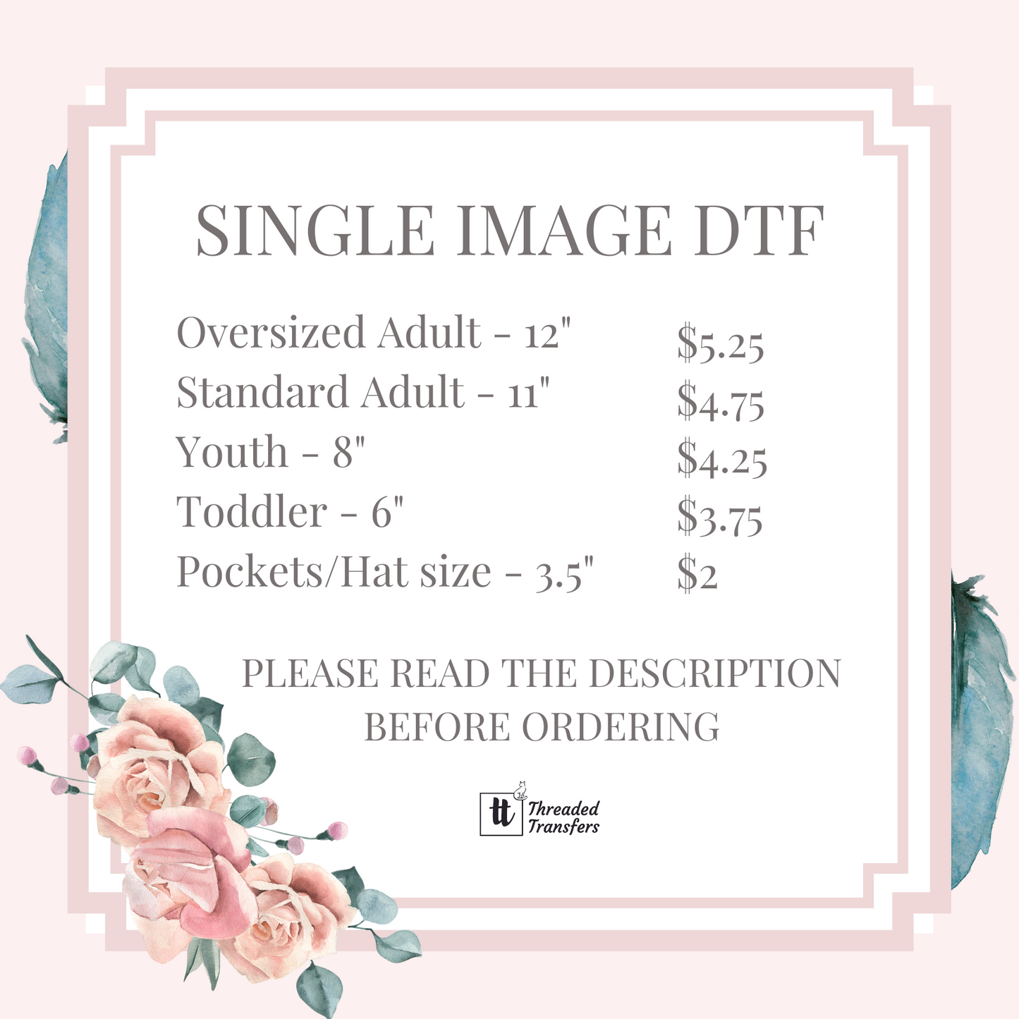 Custom Single Image DTF Transfer TAT 3-5 business days