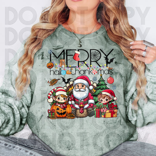 Traditional Merry Hallothankmas DTF & Sublimation Transfer