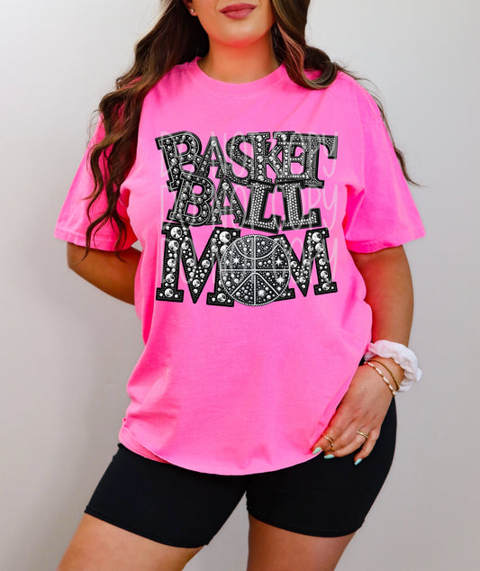 Basketball Mom Faux Rhinestone & Faux Embroidery DTF & Sublimation Transfer