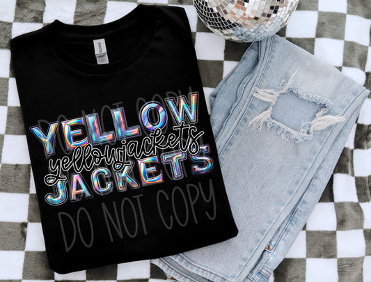 Yellow Jackets Faux Holographic Look DTF & Sublimation Transfer