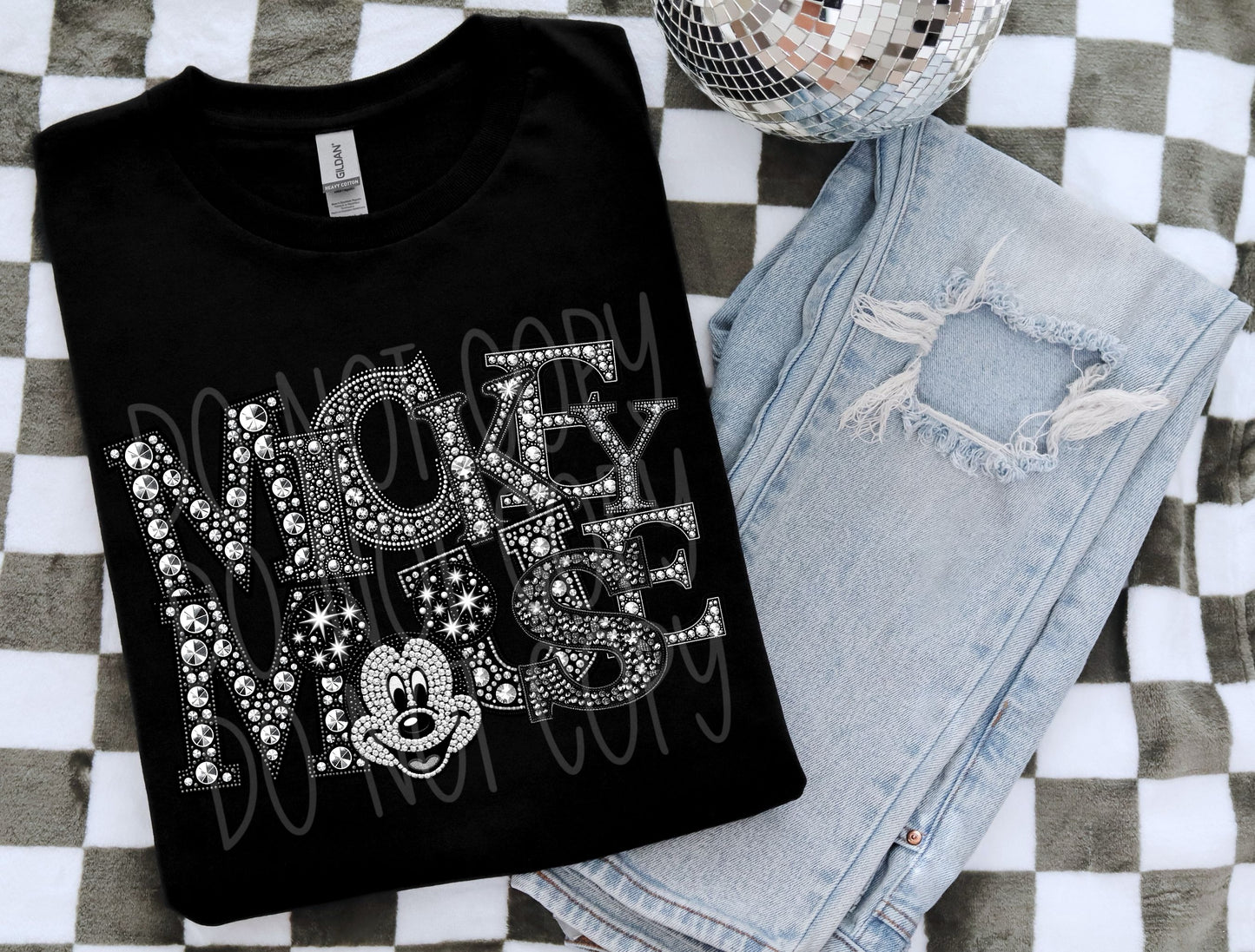 Mouse Boy Sparkles Faux Rhinestone Look DTF & Sublimation Transfer