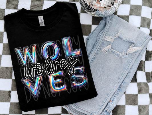 Wolves Faux Holographic Look DTF & Sublimation Transfer