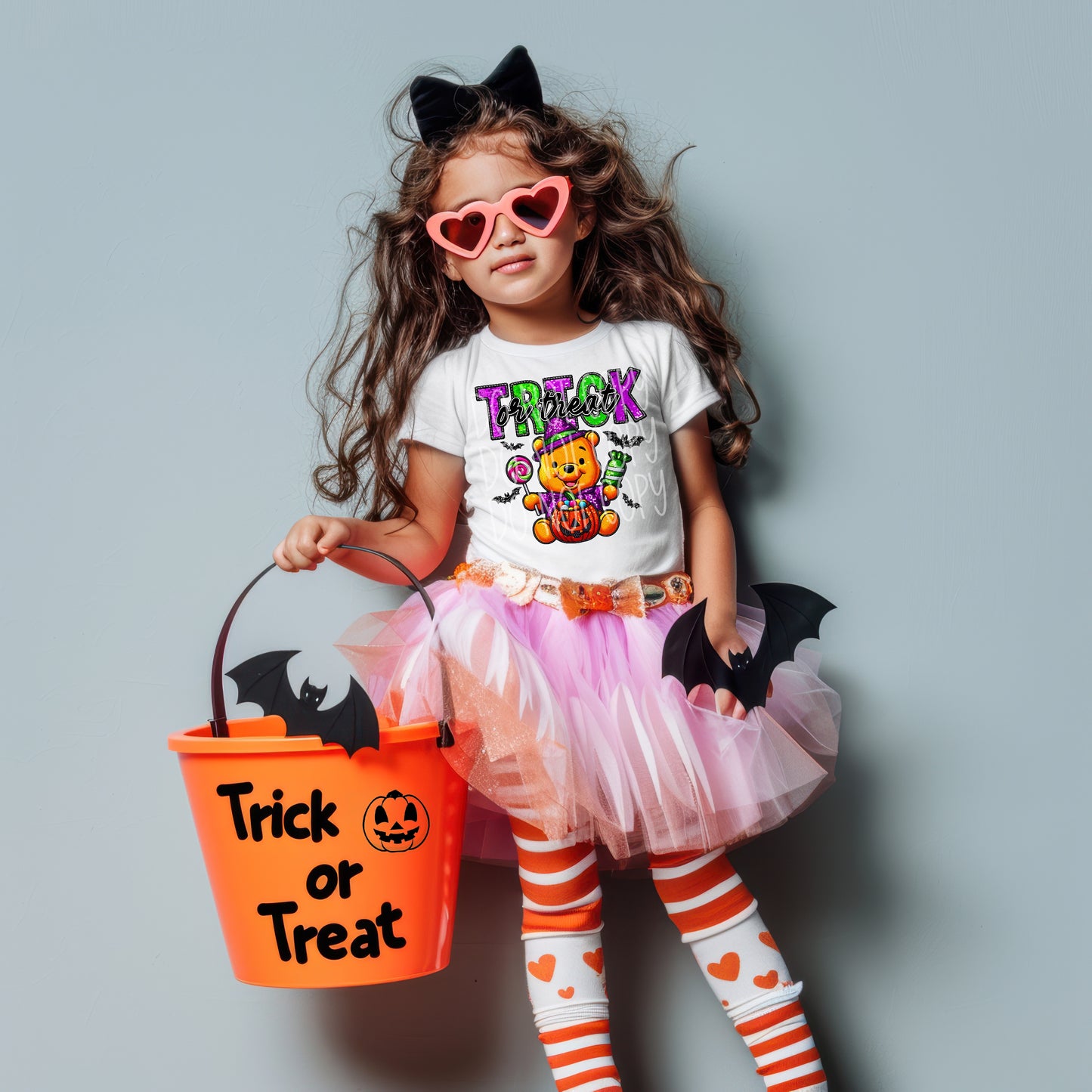 Honey Bear Trick or Treat Faux Sequins and Faux Embroidery DTF & Sublimation Transfer