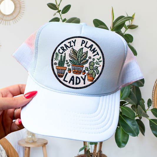 Crazy Plant Lady Faux Embroidery Hat DTF & Sublimation Transfer