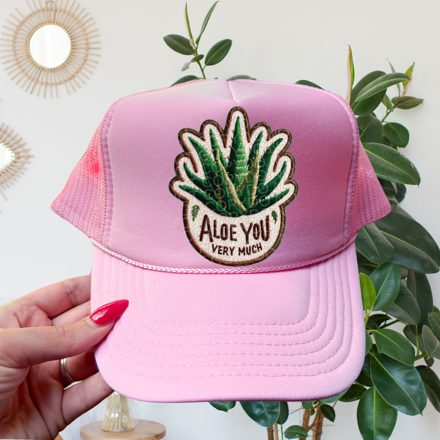 Aloe You Very Much Faux Embroidery Hat DTF & Sublimation Transfer