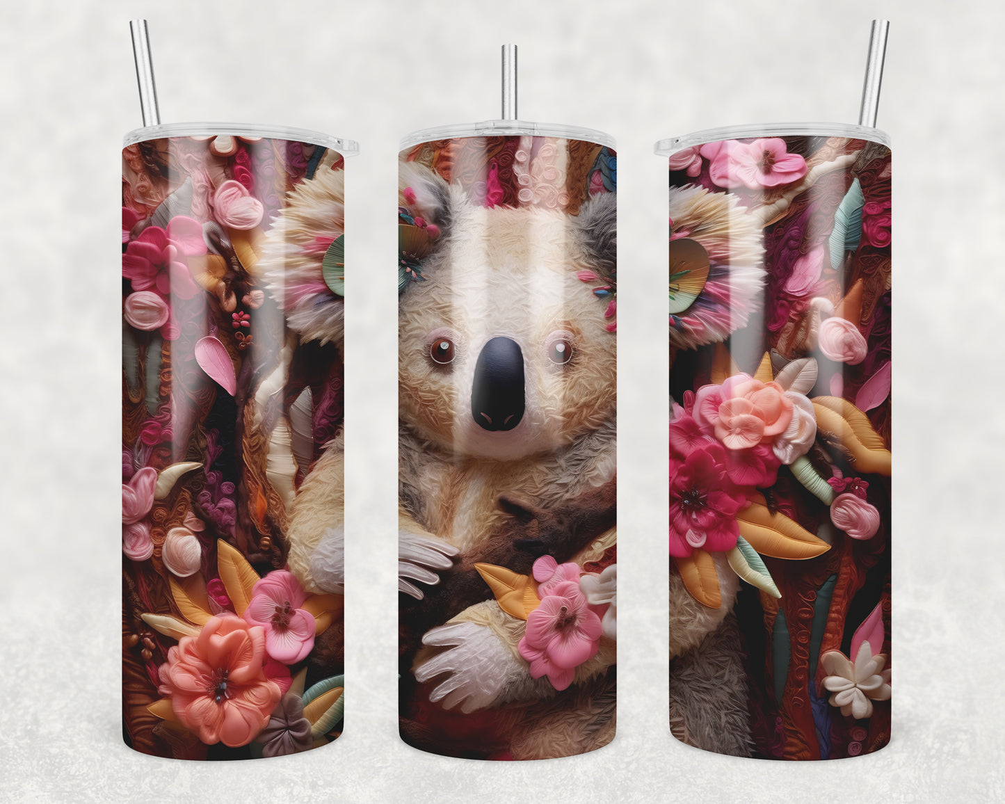 3D Koala Sublimation Transfer Tumbler Wrap 20oz (read description)