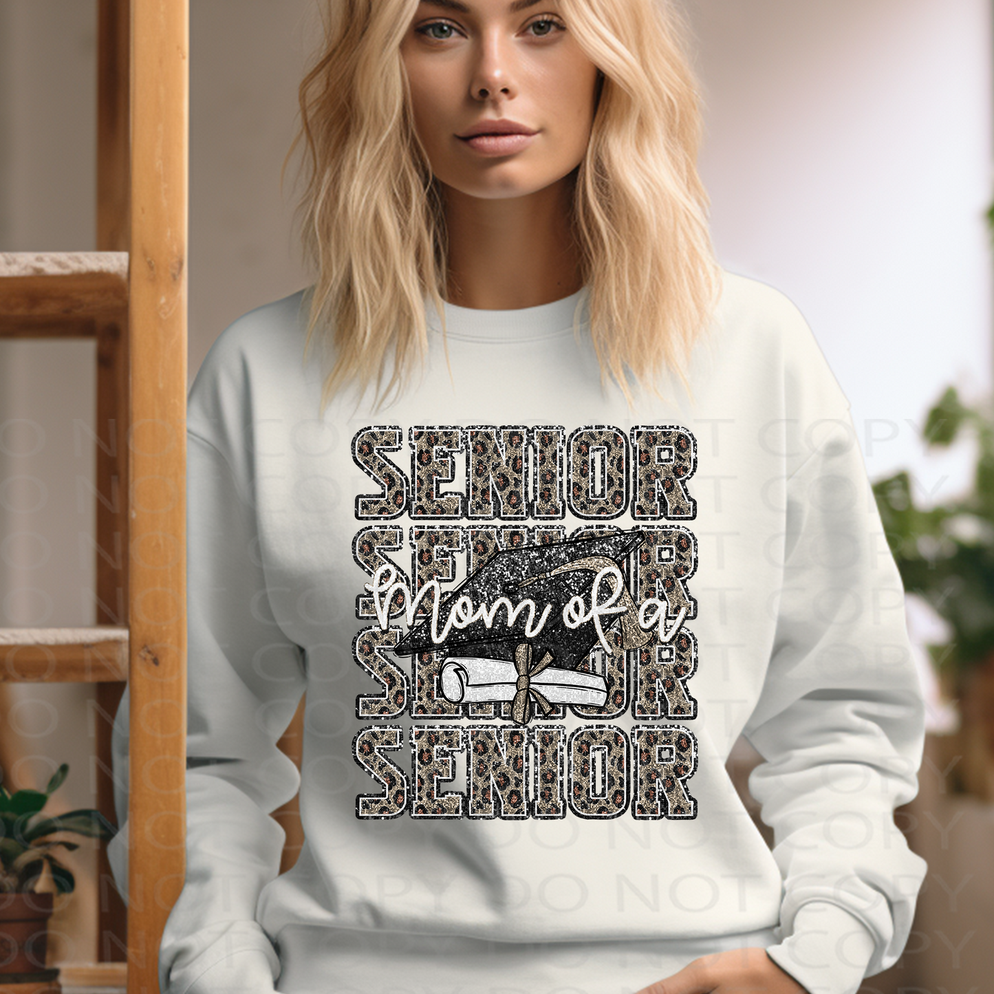 Mom of Senior Leopard Faux Sparkles DTF & Sublimation Transfer