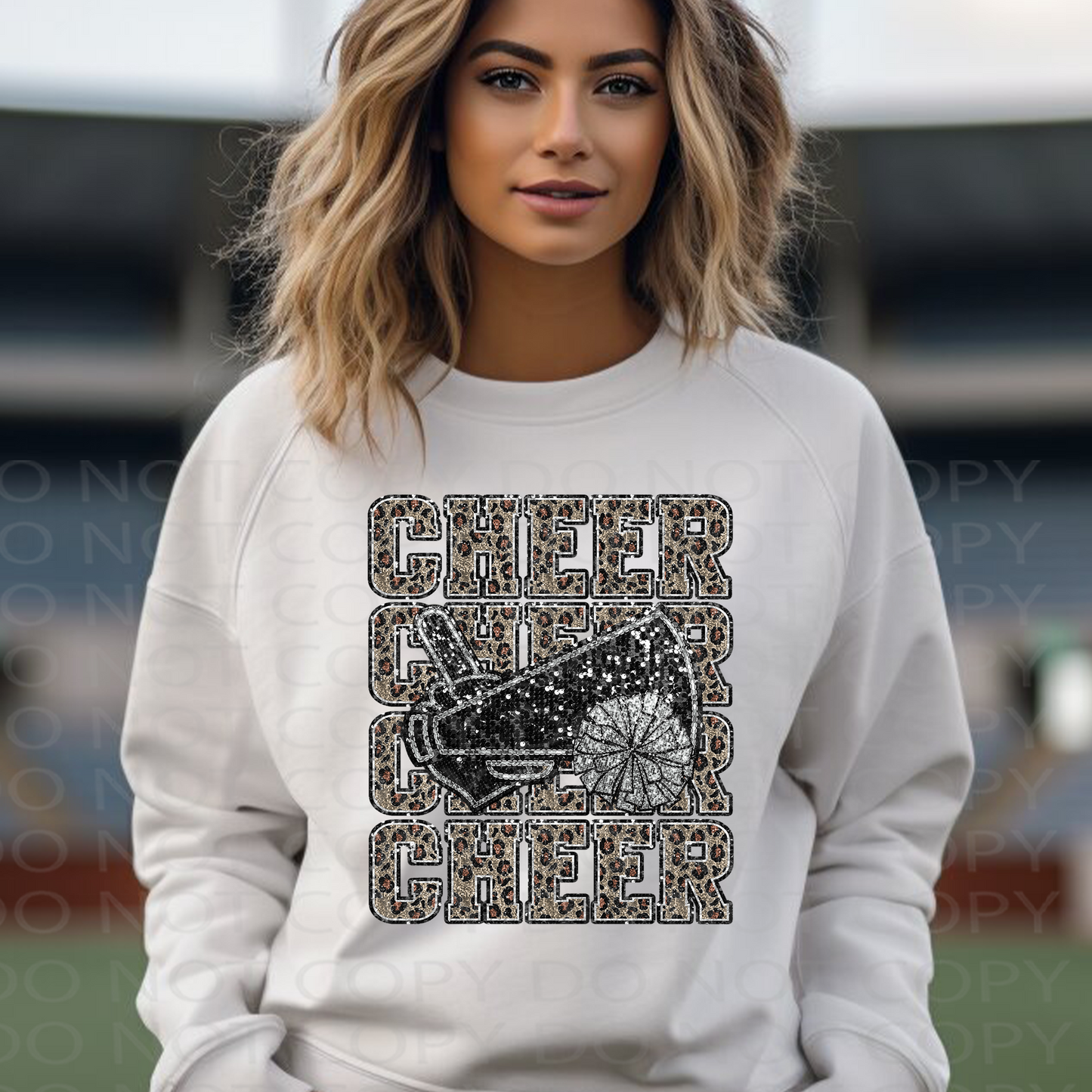 Cheer Leopard Faux Sparkles DTF & Sublimation Transfer