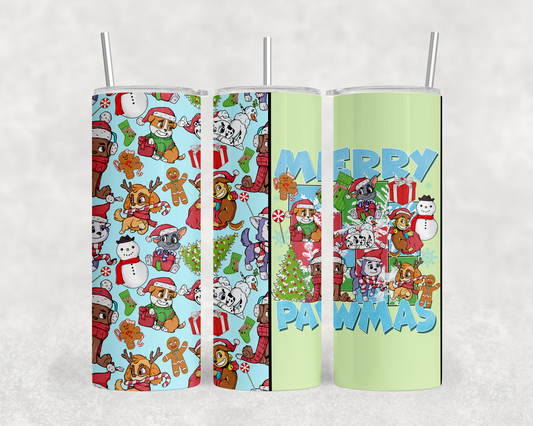 Merry Pawmas (matches shirt) Transfer Tumbler Wrap 20oz (read description)