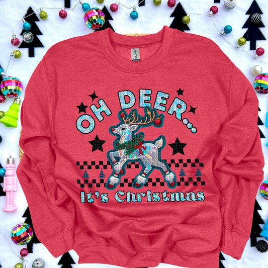 Oh Deer it's Christmas Faux Embroidery DTF & Sublimation Transfer