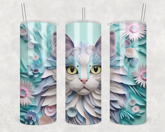 3D Pastel Cat Sublimation Transfer Tumbler Wrap 20oz (read description)