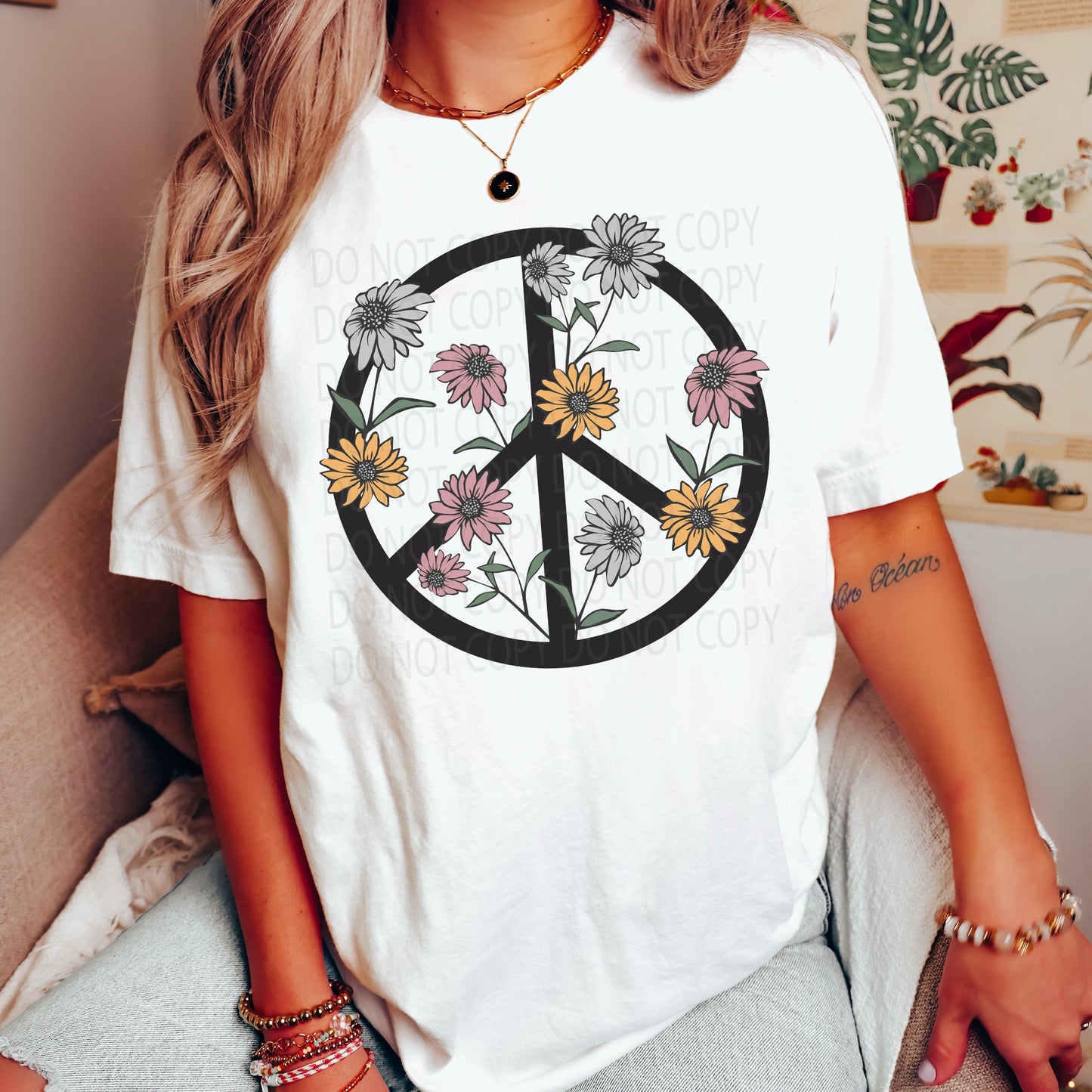 Peace Flowers DTF & Sublimation Transfer