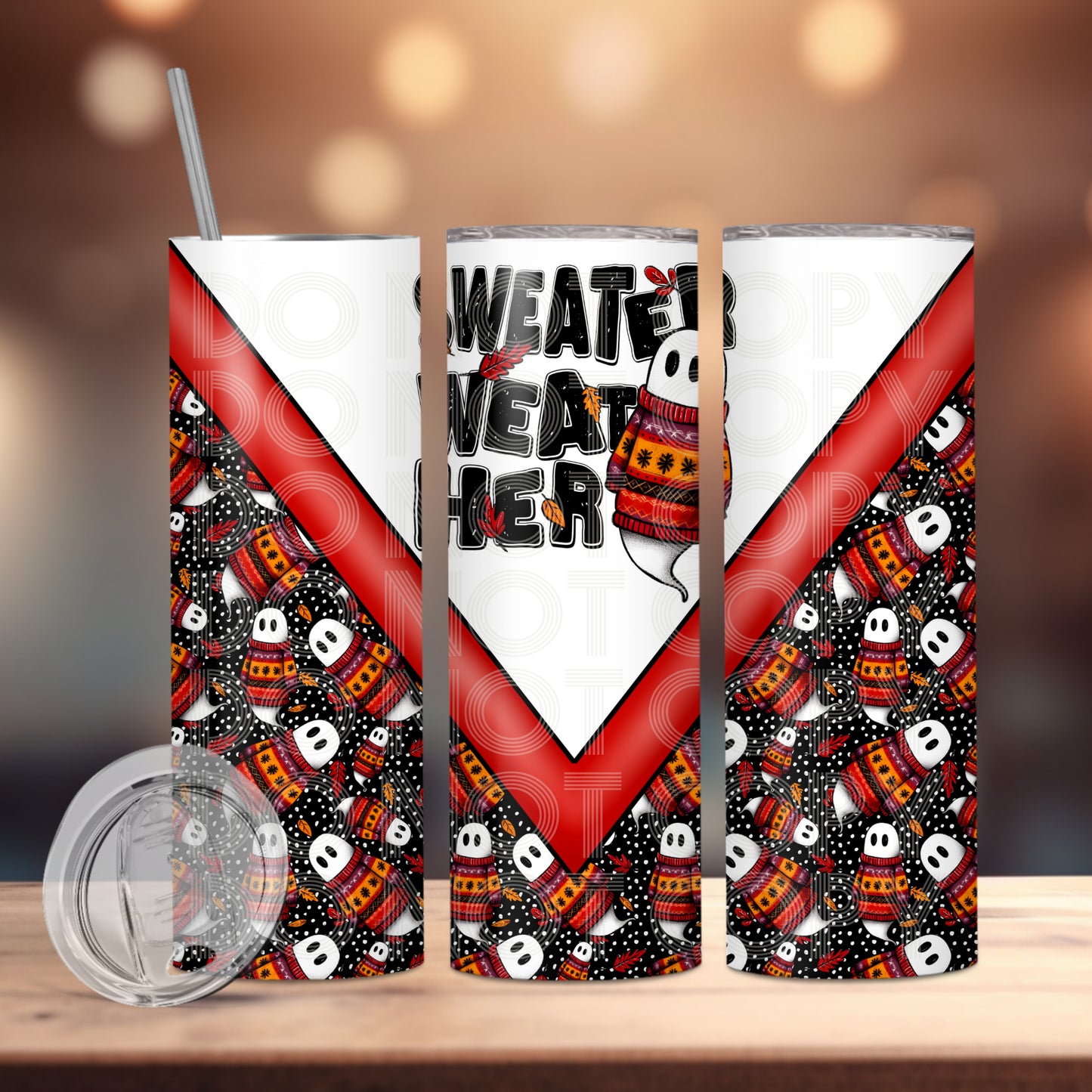 Sweater Weather Ghost (matches shirt) Transfer Tumbler Wrap 20oz (read description)