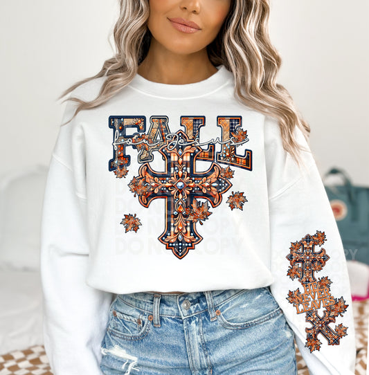 Fall Jesus Faux Embroidery and Faux Rhinestone DTF & Sublimation Transfer