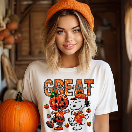 Pumpkin Believer Dance Faux Sparkles and Faux Embroidery DTF & Sublimation Transfer