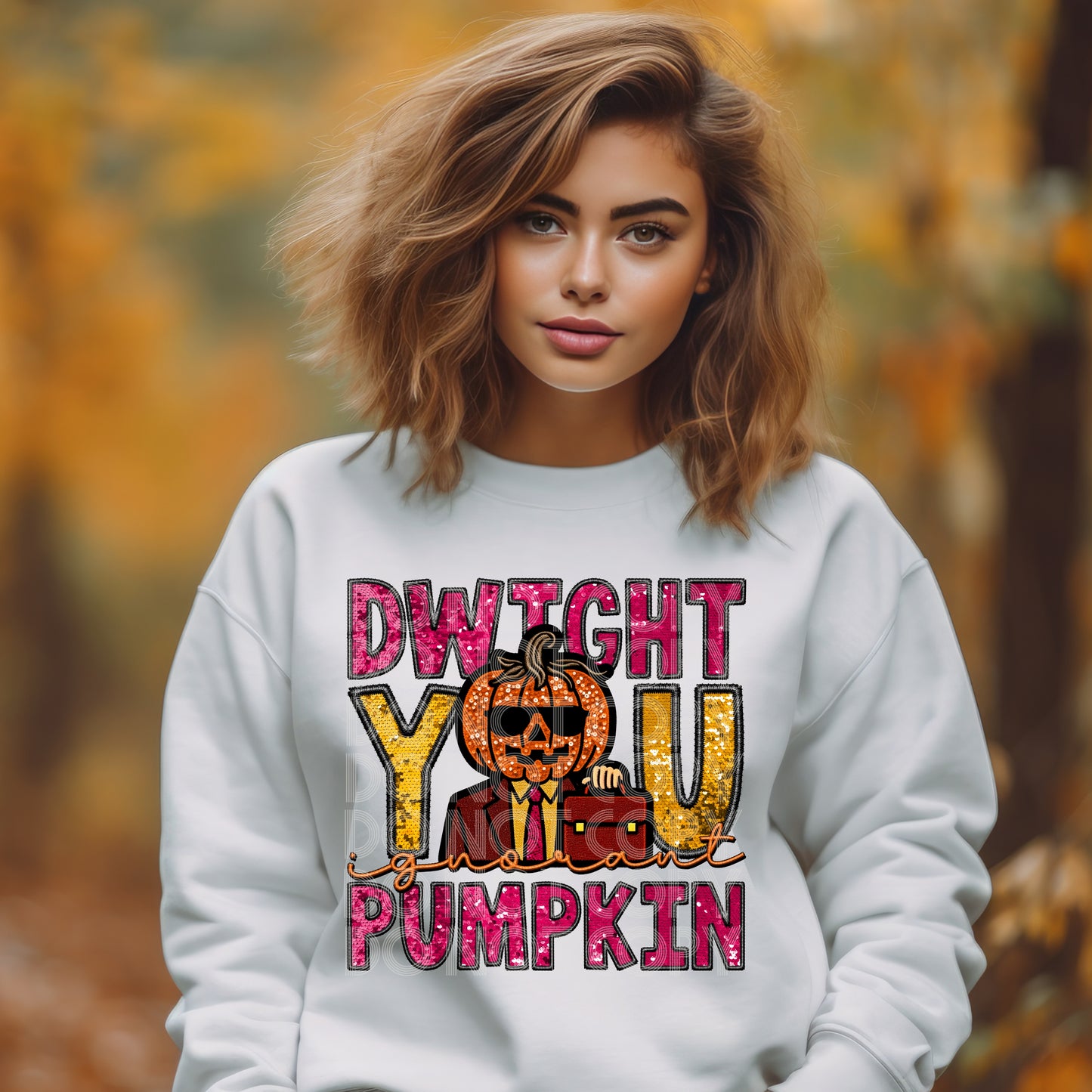 Ignorant Pumpkin Faux Sparkles and Faux Embroidery DTF & Sublimation Transfer