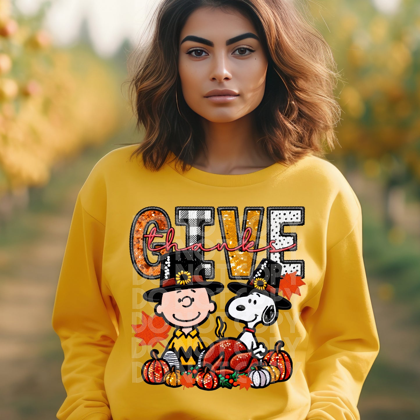 Give Thanks Faux Embroidery & Faux Sequins DTF & Sublimation Transfer