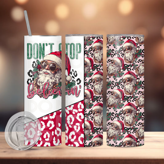 Santa Don't Stop (matches shirt) Transfer Tumbler Wrap 20oz (read description)