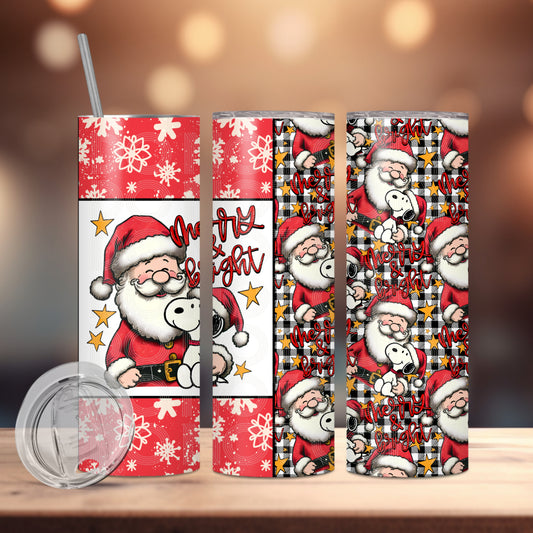 Merry Bright Santa Dog (matches shirt) Transfer Tumbler Wrap 20oz (read description)